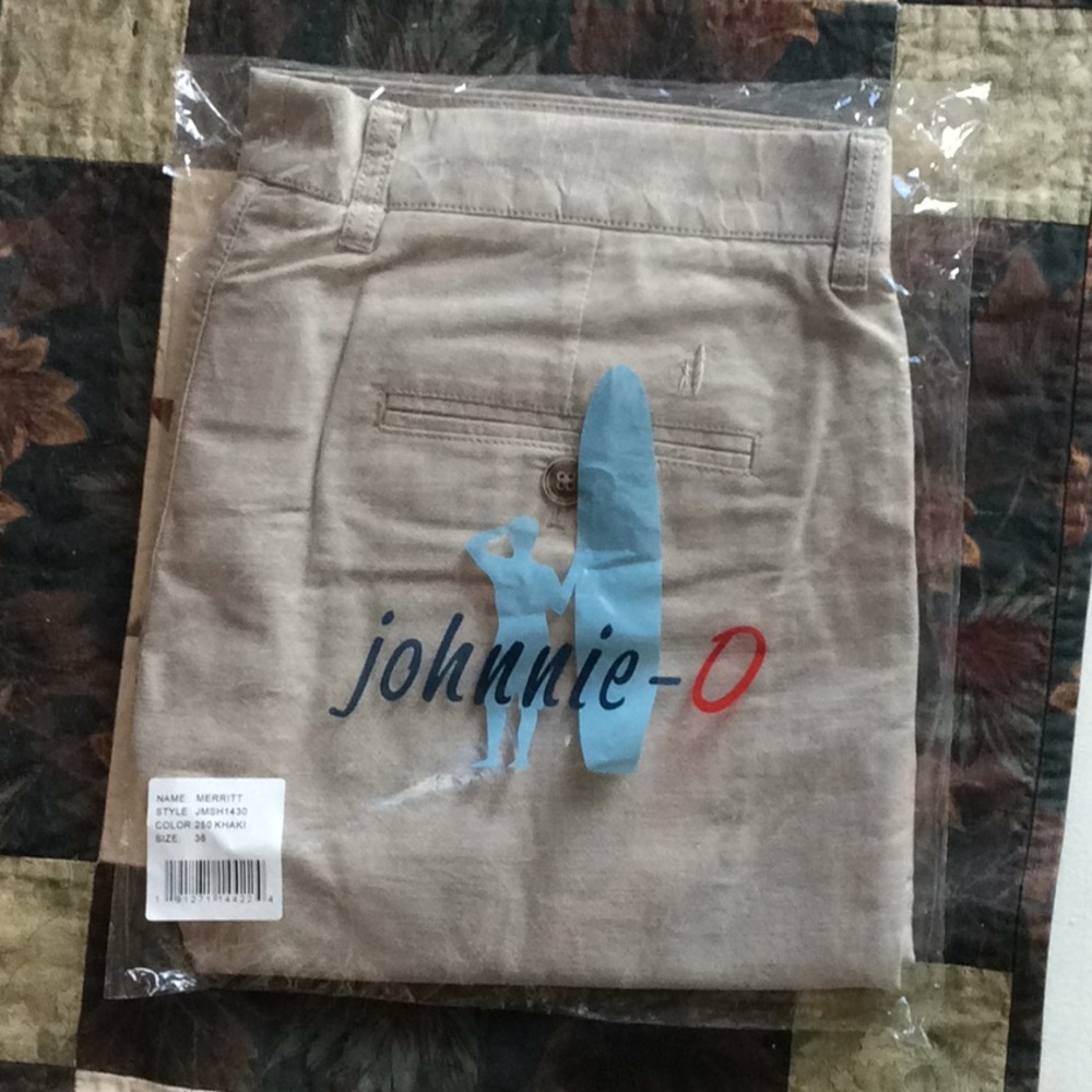 Johnnie-O Khaki Merritt Shorts 36 Khaki NEW